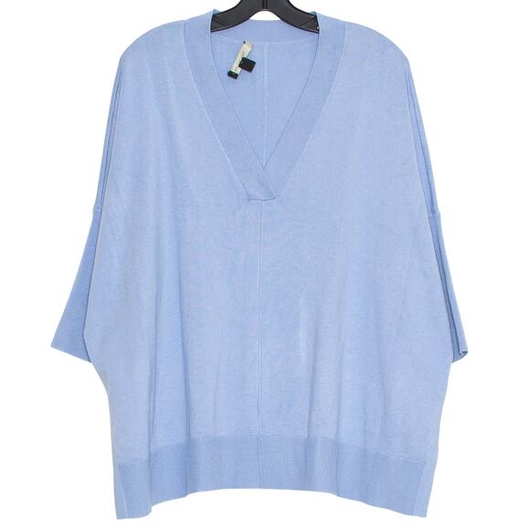 Ann Taylor Sweater Tunic Oversize Boxy Minimalist Coastal Preppy Boho Blue Large - Picture 1 of 7